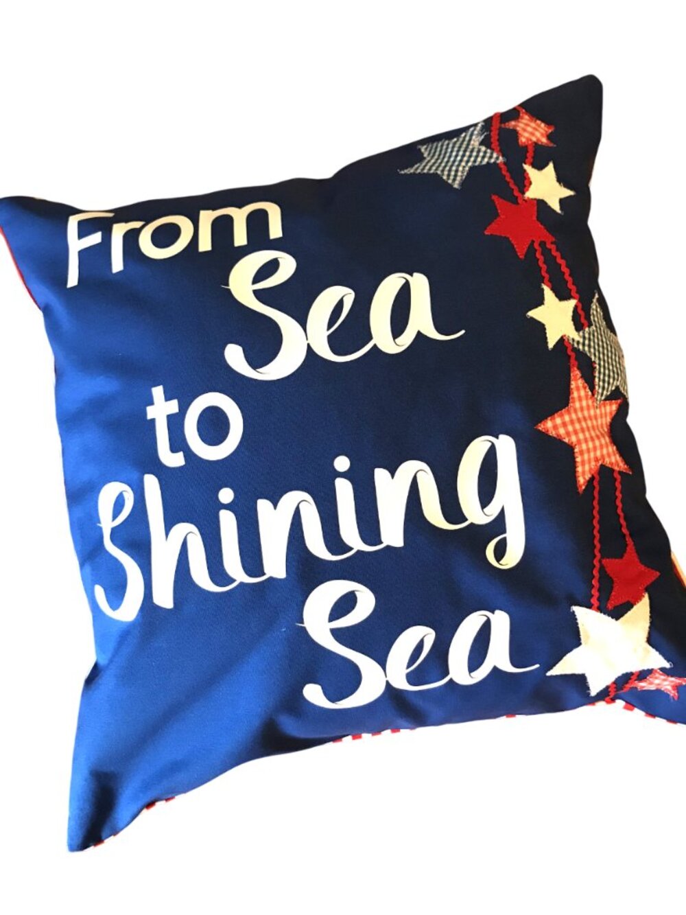 Patriotic Pillow Cover, Patchwork Stars From Sea to Shining Sea Applique 18 x 18